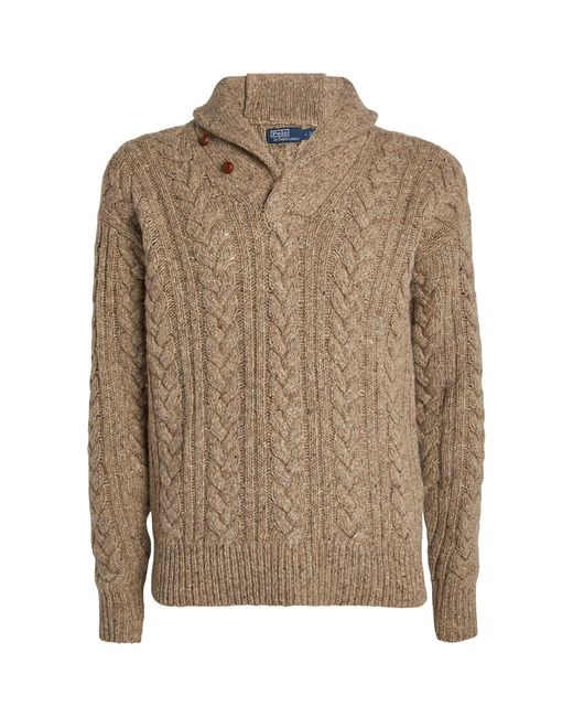 Polo Ralph Lauren Brown Cable Knit Sweater for men