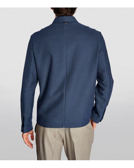 Corneliani Blue Silk-cotton Zip-up Overshirt for men