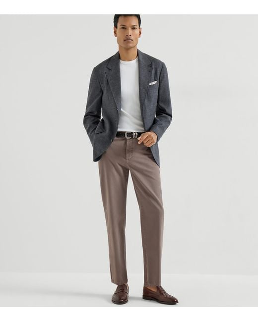 Brunello Cucinelli Gray Garment-Dyed Twisted Cotton Gabardine Jeans for men