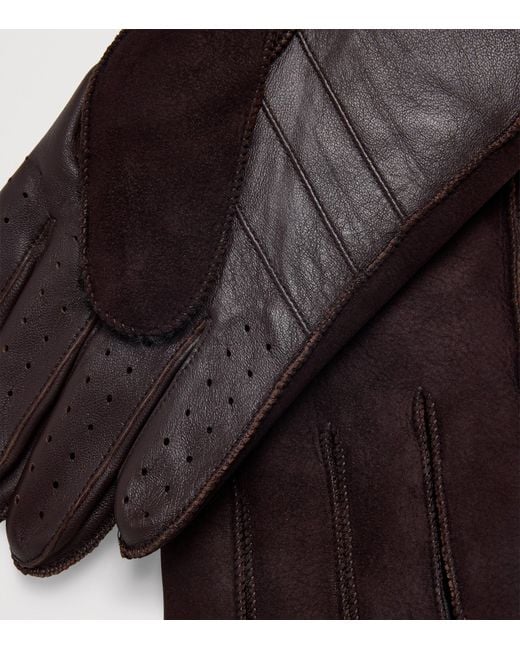 Dents Brown Leather Touchscreen Pembrey Gloves for men