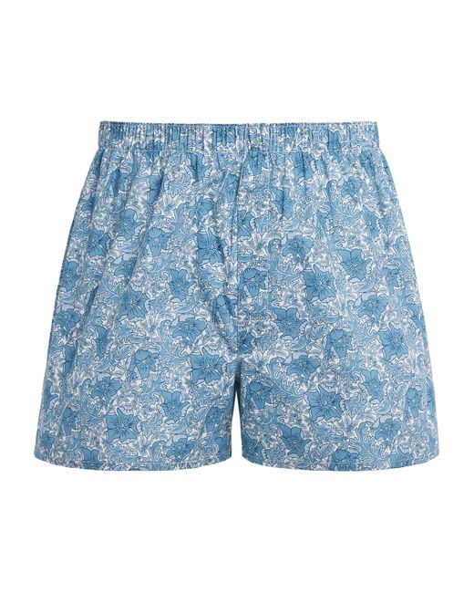 Sunspel Blue Cotton Printed Boxer Shorts for men