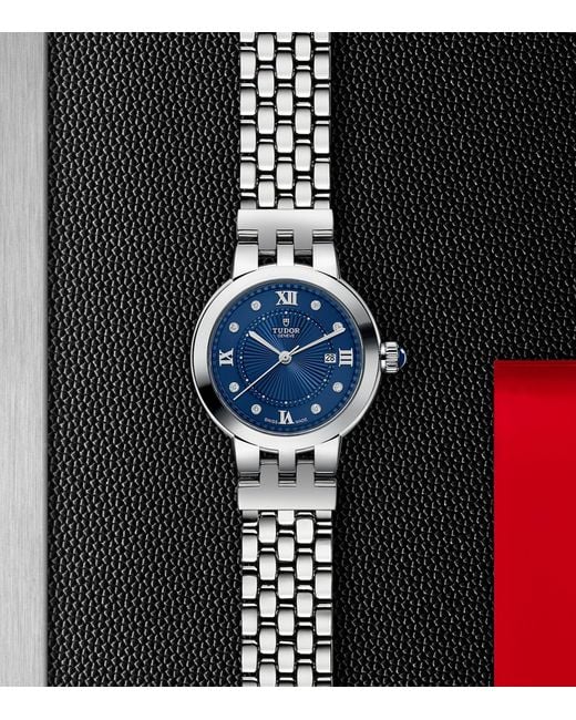 Tudor Blue Stainless Steel And Diamond Clair De Rose Watch