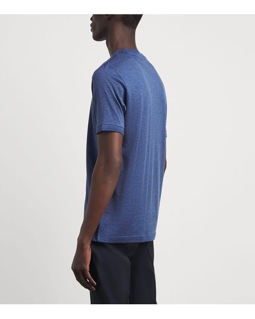 Paul & Shark Blue Cotton-Silk Melange T-Shirt for men