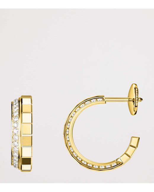 Chopard Metallic Small And Diamond Ice Cube Hoop Earrings