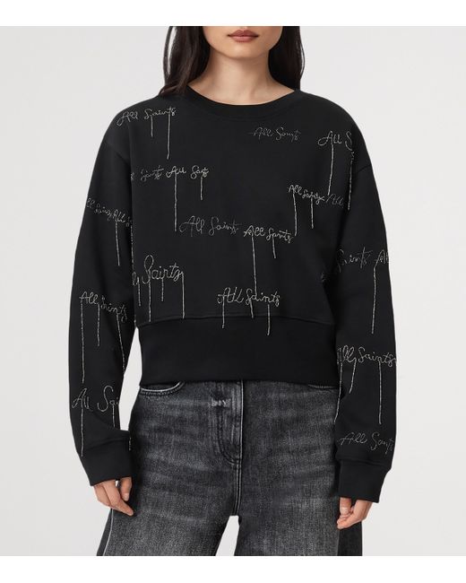 AllSaints Black Embellished Separo Sweatshirt