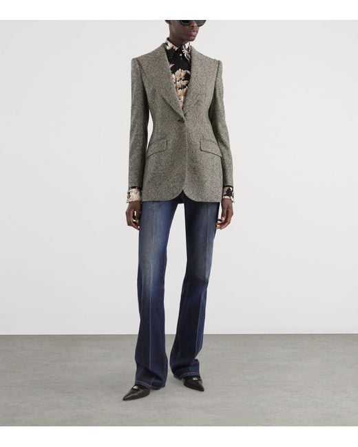 Dolce & Gabbana Gray Stretch-Wool Single-Breasted Blazer