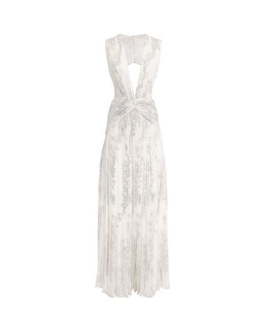 Costarellos White Silk-Blend Floral Amalia Maxi Dress