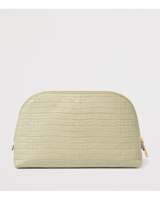Aspinal Natural Croc-Embossed Leather Classic Wash Bag