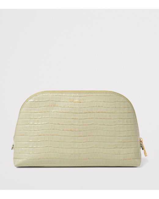Aspinal Natural Croc-Embossed Leather Classic Wash Bag