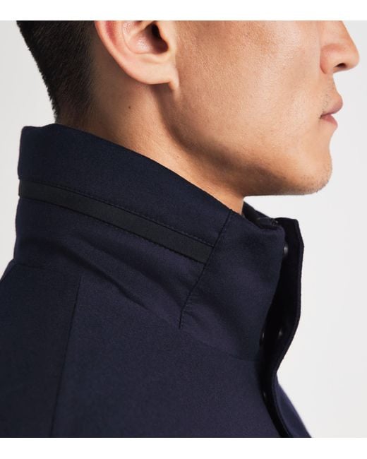 Sease Blue Laminated Virgin Wool-Cashmere Field Jacket for men