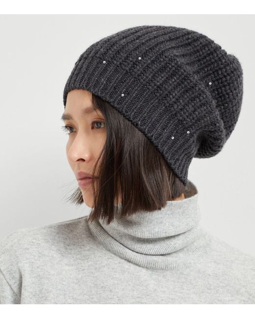 Brunello Cucinelli Black Cashmere-Silk Beanie