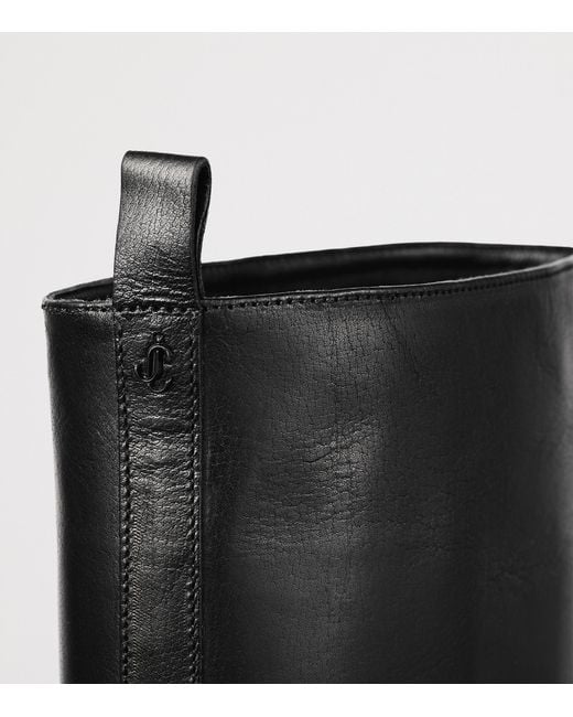 Jimmy Choo Black Mave 45 Leather Knee-High Boots