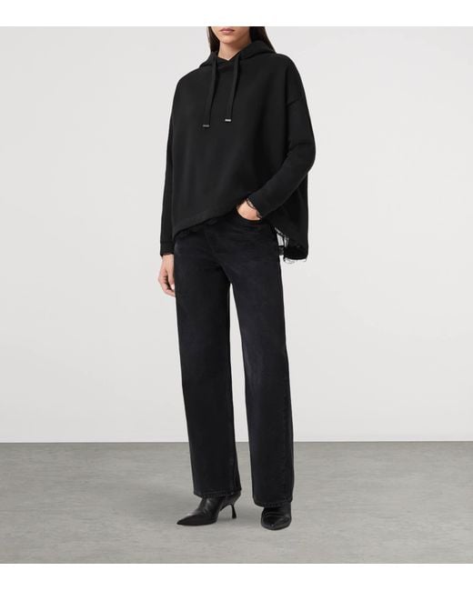 AllSaints Black Lace-Trim Hoodie