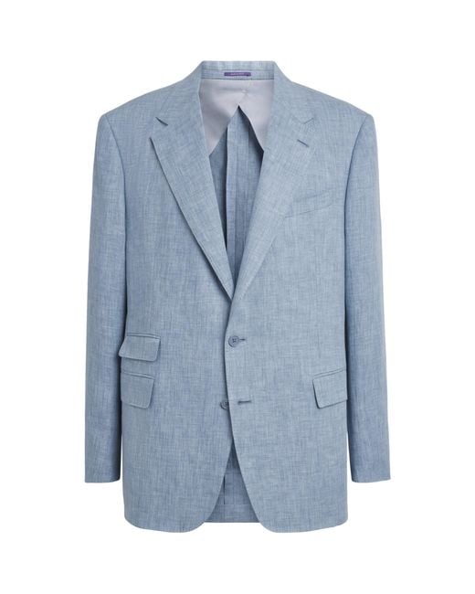 Ralph Lauren Blue Délavé Linen-Blend Blazer for men