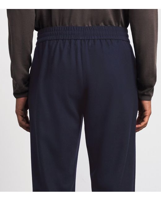 Colombo Blue Wool Drawstring Sweatpants for men