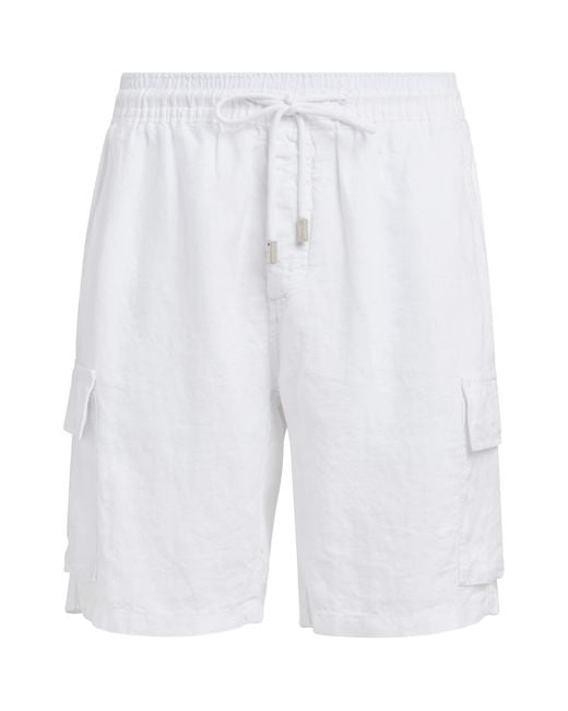 Vilebrequin White Linen Baie Shorts for men