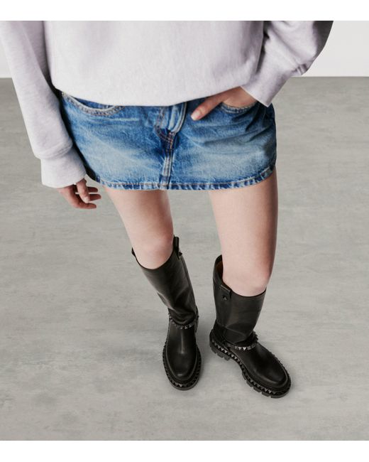 Christian Louboutin Black Marinetta Pyraclou Leather Knee-High Boots