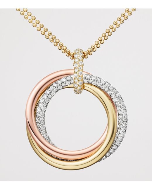 Cartier Metallic Large, Rose, And Diamond Trinity Necklace