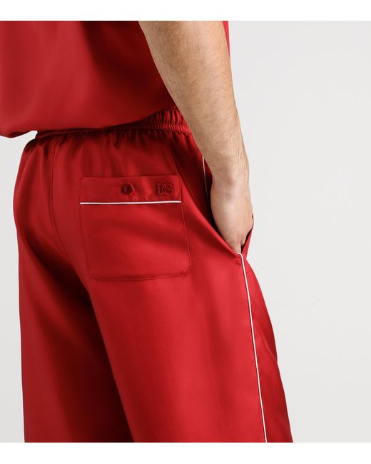 Dolce & Gabbana Red Silk Shorts for men