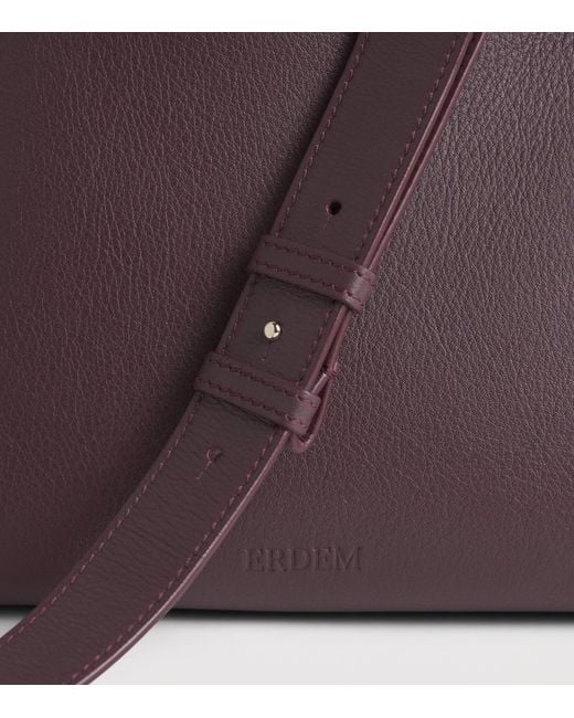 Erdem Purple Large Leather Bloom Shoulder Bag