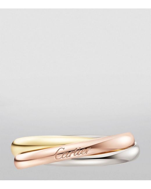 Cartier Brown Small White, Yellow And Rose Gold Trinity Ring