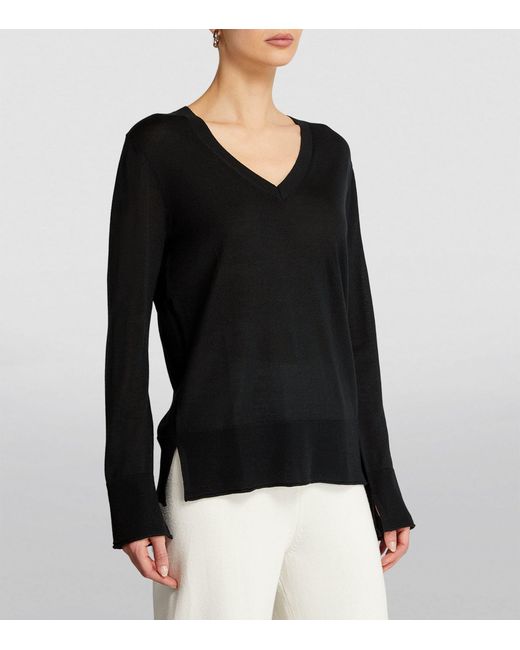 Joseph Black Merino-silk V-neck Sweater