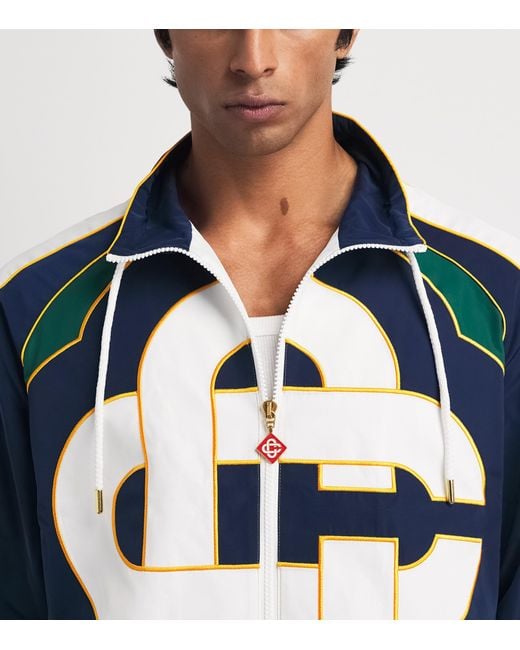 Casablanca Blue Check Appliqué Windbreaker Jacket for men