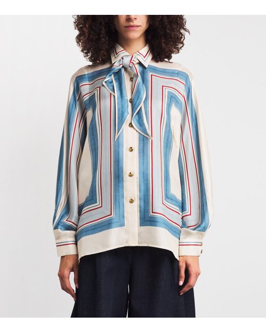 Zimmermann Blue Silk Stripe Shirt