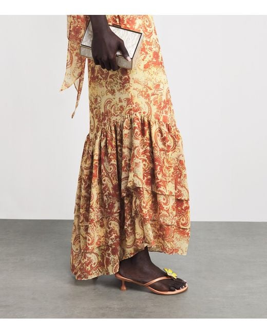 De La Vali Metallic Chiffon Floral Avalon Maxi Dress