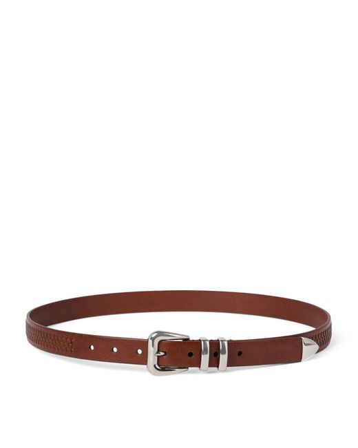 Brunello Cucinelli Brown Calfskin Metal-Tip Braided Belt for men