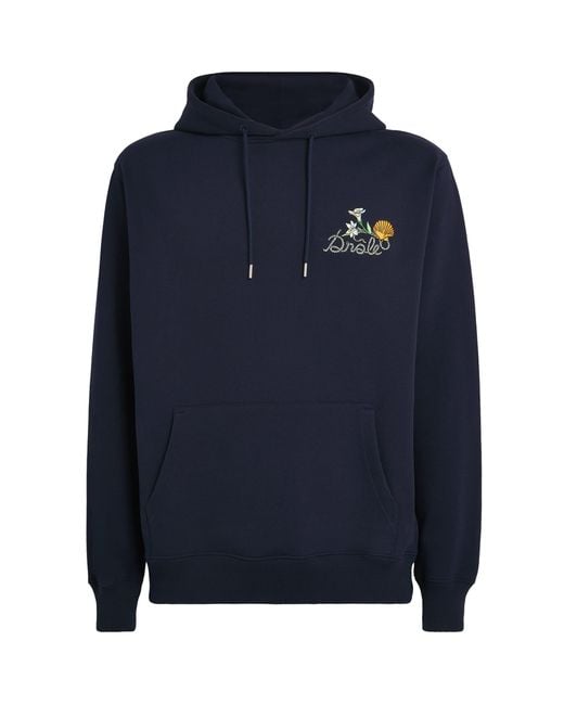 Drole de Monsieur Blue Embroidered Logo Hoodie for men