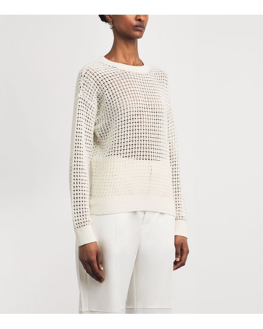 Eleventy White Silk Open-Knit Sweater