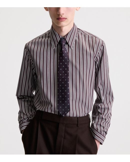 Saint Laurent White Silk Jacquard Medallion Tie for men