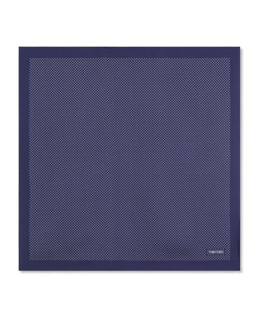 Tom Ford Blue Silk Polka Dot Print Pocket Square for men