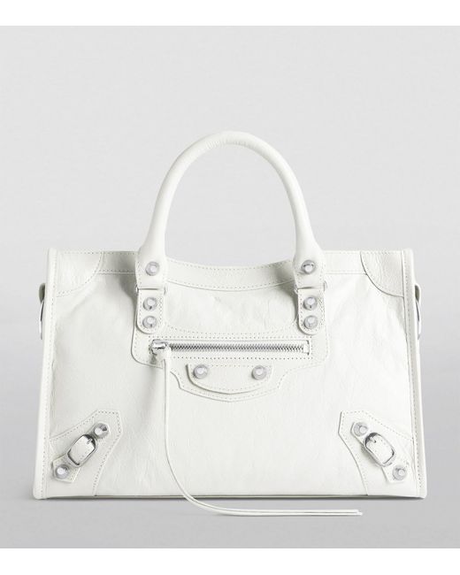 Balenciaga White Small Neo Cagole City Shoulder Bag
