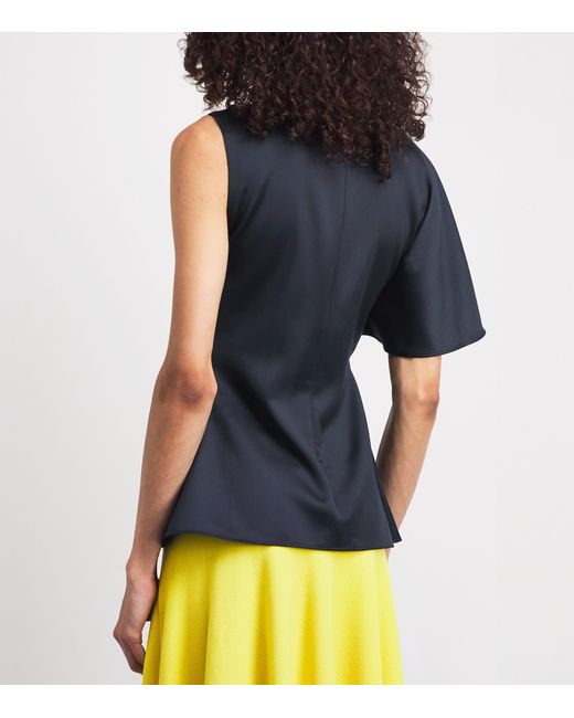 Roksanda Blue Satin Nomi One-Shoulder Blouse