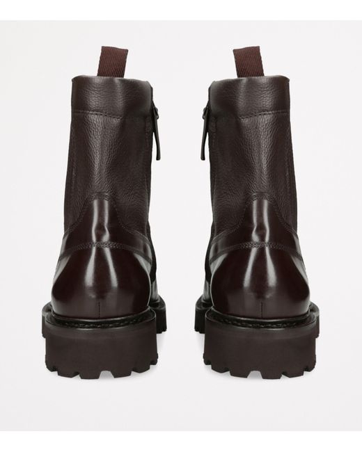 John Lobb Brown Leather Ridge Ankle Boots for men