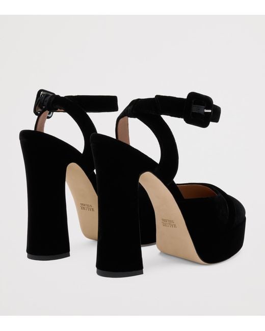 Malone Souliers Black Velvet Mora Buckle Slingback Heels 125