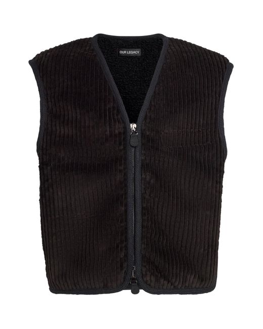 Our Legacy Black Corduroy Top Vest Zip-Up Gilet for men