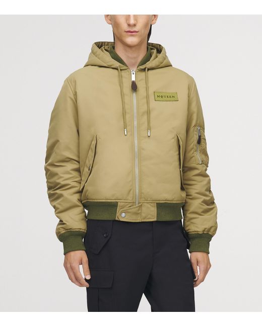 McQueen Green Logo Appliqué Bomber Jacket for men