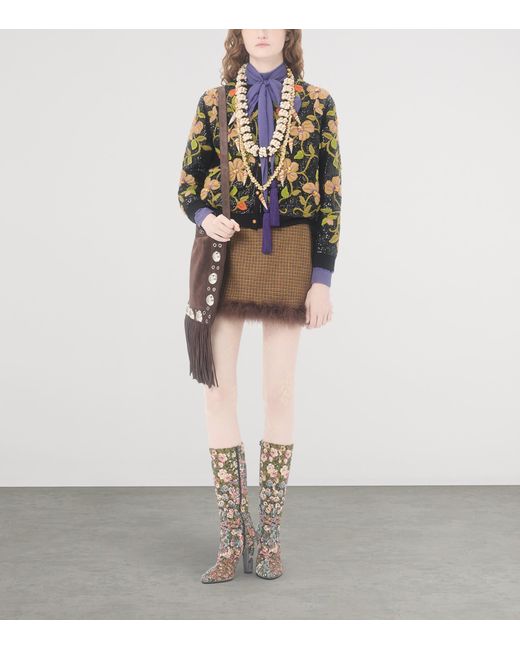 Valentino Natural Wool Check Mini Skirt