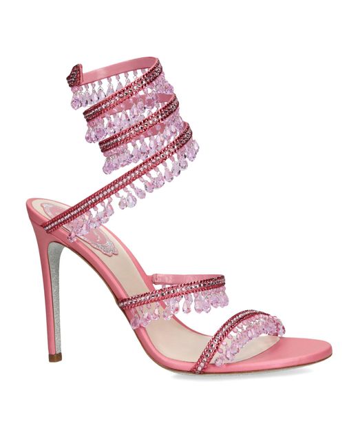 Rene Caovilla Pink Satin Chandelier Heeled Sandals 105