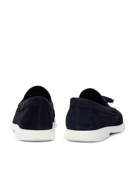 Boss Blue Suede Tassel Loafers for men