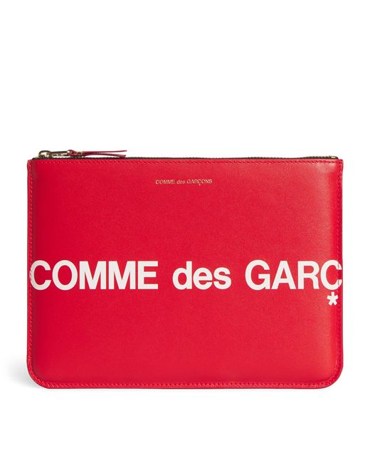 Comme des Garçons Red Large Leather Logo Pouch for men
