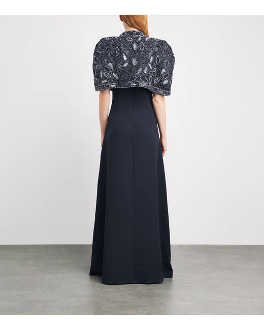 Raishma Blue Embellished Giselle Cape Gown