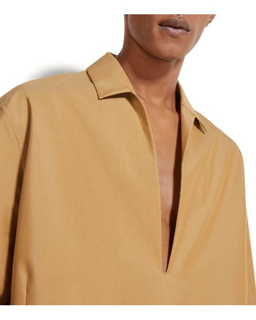 Zegna Natural Oasi Linen V-neck Shirt for men