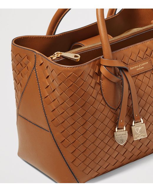 Aspinal Brown Midi Leather London Tote Bag