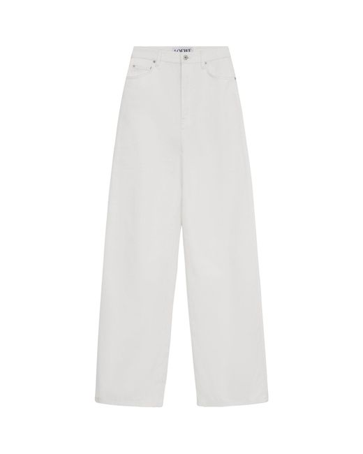 Loewe White High-rise Wide-leg Brand-patch Jeans
