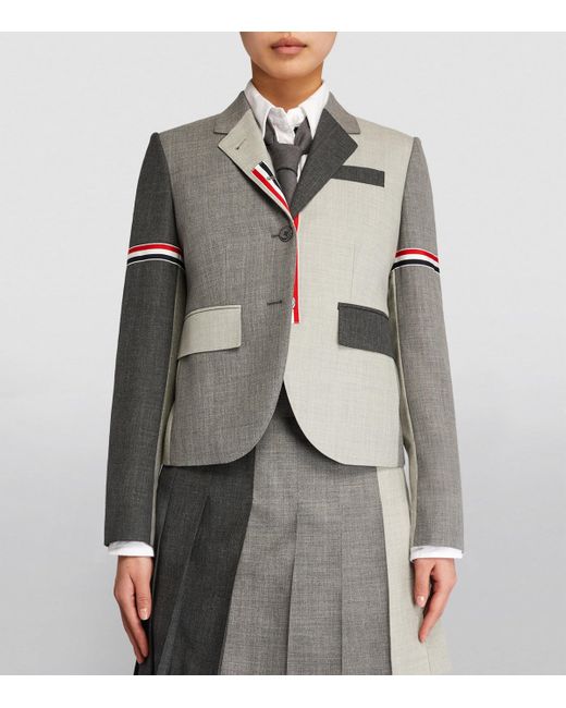 Thom Browne Gray Wool High Armhole Tricolour Sport Coat