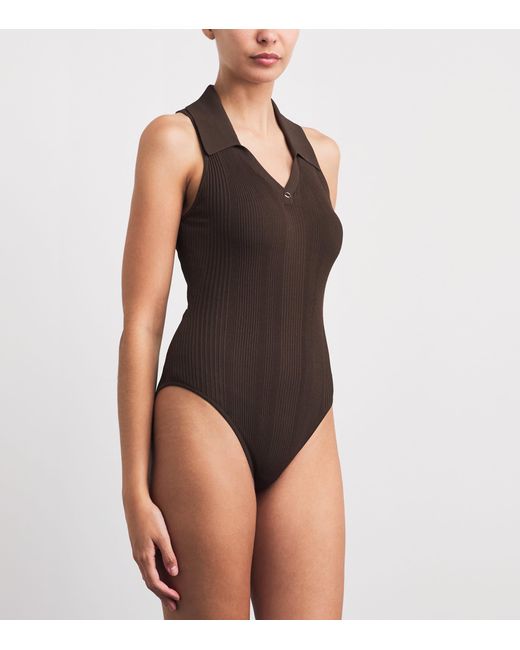 Sandro Brown Knitted Polo Bodysuit